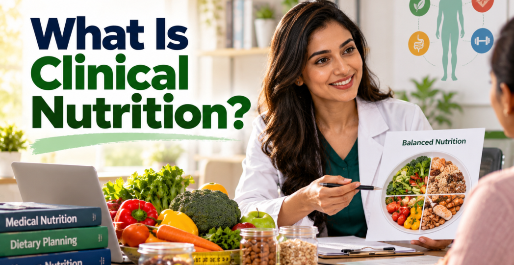 Dietitian explaining clinical nutrition and balanced dietary planning